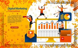 Increase sales with digital marketing videos, online promotions, email newsletters, concept vector ilustration. can use for landing page, template, ui, web, mobile app, poster, banner, flyer, website