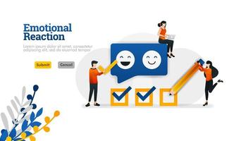 Emotional reaction for users and application developers. marketing and advertising vector illustration concept can be use for, landing page, template, ui ux, web, mobile app, poster, banner, website
