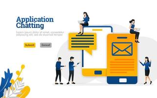 aplicaciones de chat y conversación para enviar sms y mensajes de correo electrónico, el concepto de ilustración vectorial se puede utilizar para, página de destino, plantilla, ui ux, web, aplicación móvil, póster, banner, sitio web vector