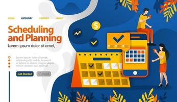 Scheduling and Planning apps, planning trips, determining meetings and activities vector illustration concept can be use for landing page, template, ui ux, web, mobile app, poster, banner, website