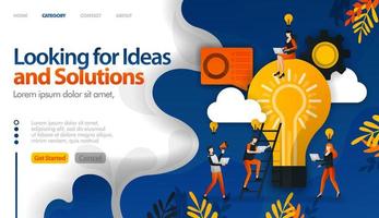 buscando ideas y soluciones a problemas, lluvia de ideas para ideas que se pueden utilizar para el concepto de ilustración vectorial, página de destino, plantilla, ui ux, web, aplicación móvil, póster, banner, sitio web vector