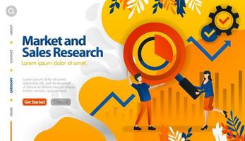 investigación de mercado y ventas, marketing objetivo y ventas, búsqueda de ganancias, el concepto de ilustración vectorial se puede utilizar para, página de destino, plantilla, ui ux, web, aplicación móvil, póster, banner, sitio web vector