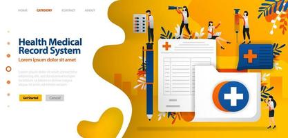Health medical Record System. folder with cross symbol and registration form. vector illustration concept can be use for landing page, template, ui ux, web, mobile app, poster, banner, website