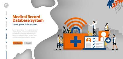 Medical Record database system, wifi internet to help record patient's disease history. vector illustration concept can be use for landing page, template, ui, web, mobile app, poster, banner, website