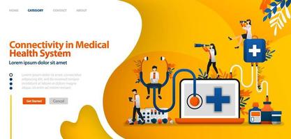 Connectivity in Medical health System. software in drug service and patient history. vector illustration concept can be use for landing page, template, ui ux, web, mobile app, poster, banner, website