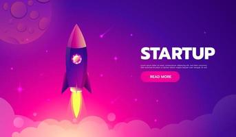 Startup Concept. Rocket launch icon - can be used to illustrate cosmic topics or a business startup, launching of a new company
