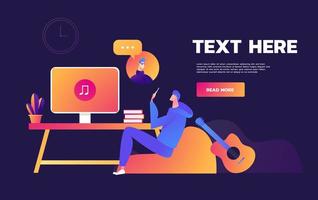 Always stay connected using video call on laptop - Love and Relationship Web Page Header Template Illustration using for landing page. vector