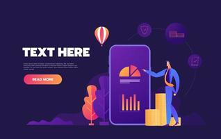 Business mobile application vector isometric illustrations