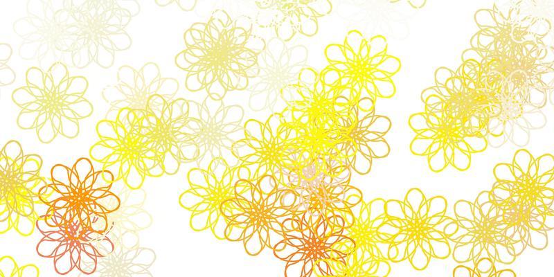 Light Orange vector doodle template with flowers.