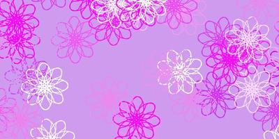 Light Purple vector doodle pattern with flowers.