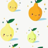 Cartoon style pears seamless pattern  Asian design. Hand drawn colored trendy vector illustration