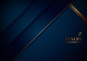 Abstract template with blue geometric diagonals with golden borders on black background vector