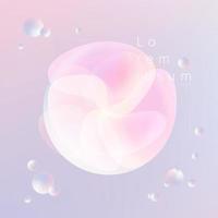 Abstract trendy 3D liquid fluid circles elements blue and pink pastels color beautiful background. vector