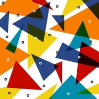 El patrón de triángulo colorido abstracto se superpone con elementos circulares sobre fondo blanco. vector