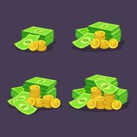 Stack of golden coins and money vector illustration