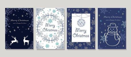 conjunto de tarjetas de Navidad aislado en un fondo gris. vector