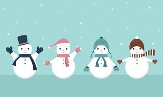 Collection of snowmen cartoons vector