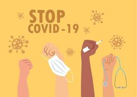 People fighting with spreading virus in the air, covid19 concept, vector