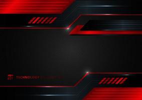 Abstract technology geometric red and black color shiny motion background. vector