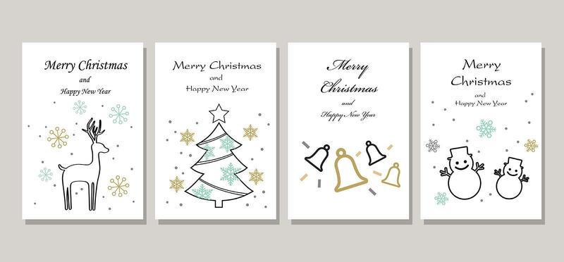 Set Of Christmas Cards Isolated On A Gray Background.