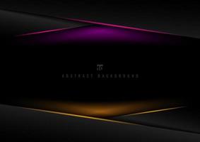 Template black geometric triangle overlapping layer header with pink, yellow lighting effect on dark background vector