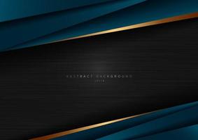 Abstract template dark blue luxury premium on black background with geometric triangles pattern and golden striped lines. vector