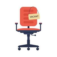 silla de oficina con letrero vacante vector