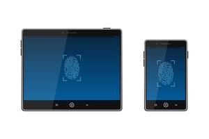 Device unlocked via fingerprint vector illustration