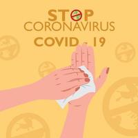 Stop Corona Virus by wiping your hands vector