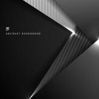 Abstract black and gray geometric triangle overlapping dimension layer 3D paper on dark background. vector