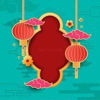 Chinese decorative background for new year greeting card vector