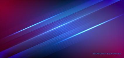 Technology futuristic background striped lines with light effect on blue, pink background.