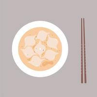 A bowl of dumpling soup vector