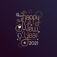 Happy New Year 2021 with lettering typography style for greeting card vector