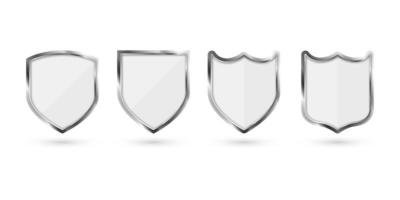 Set of metal shields isolated on white background. vector