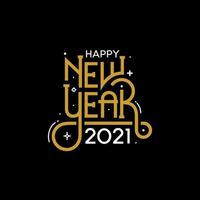 Happy New Year 2021 with lettering typography style for greeting card