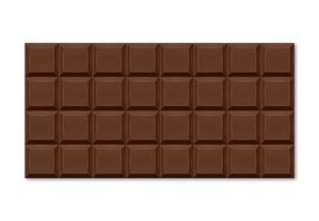 Realistic illustration of brown chocolate bar with rectangular slices. vector