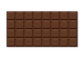 Ilustración realista de barra de chocolate marrón con rebanadas rectangulares. vector