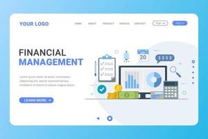 Landing page template financial management design concept vector