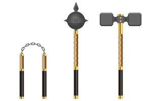 Set of medieval weapons vector illustration