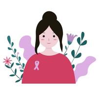 World cancer day girl with ribbon vector