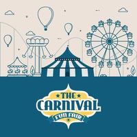 vector illustrations of carnival circus with tent and carousels