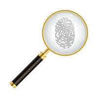 Fingerprint with magnifying glass vector illustration