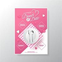 Dinner and Date Poster for Valentines Day vector