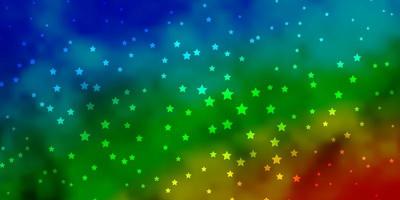 Dark Multicolor vector template with neon stars.