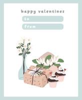 Valentines day card dedication note love letter cute Scandinavian cartoon design vector