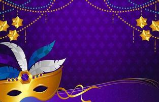 Mardi Gras Background with Feather Mask vector