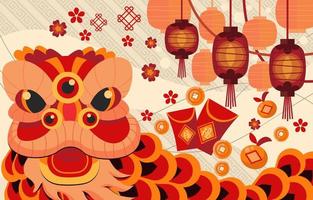 The Lion Dances for Chinese New Year vector