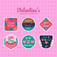 Valentine's Chocolate with Text Sticker Set vector