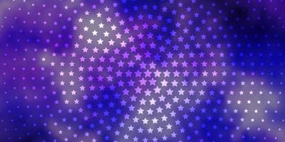 diseño vectorial de color púrpura claro con estrellas brillantes. vector